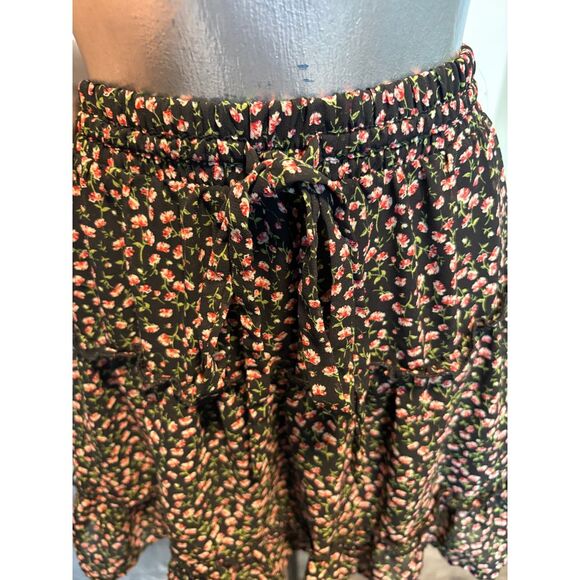 Sienna Sky Black Floral Layered Drawstring Chiffon Skirt - Picture 4 of 7